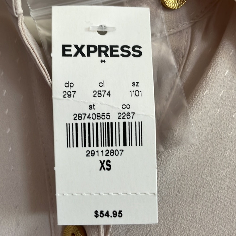 Express Ruffle Shoulder Short/Cap Sleeve Button-Up Shirt - Picture 10 of 10